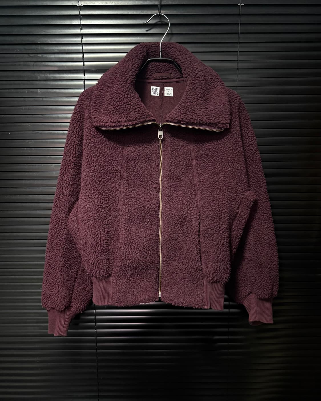 유니클로 U 르메르 콜라보 버건디 하이넥 양털 플리스 후리스 하이넥 집업 상품이미지5
