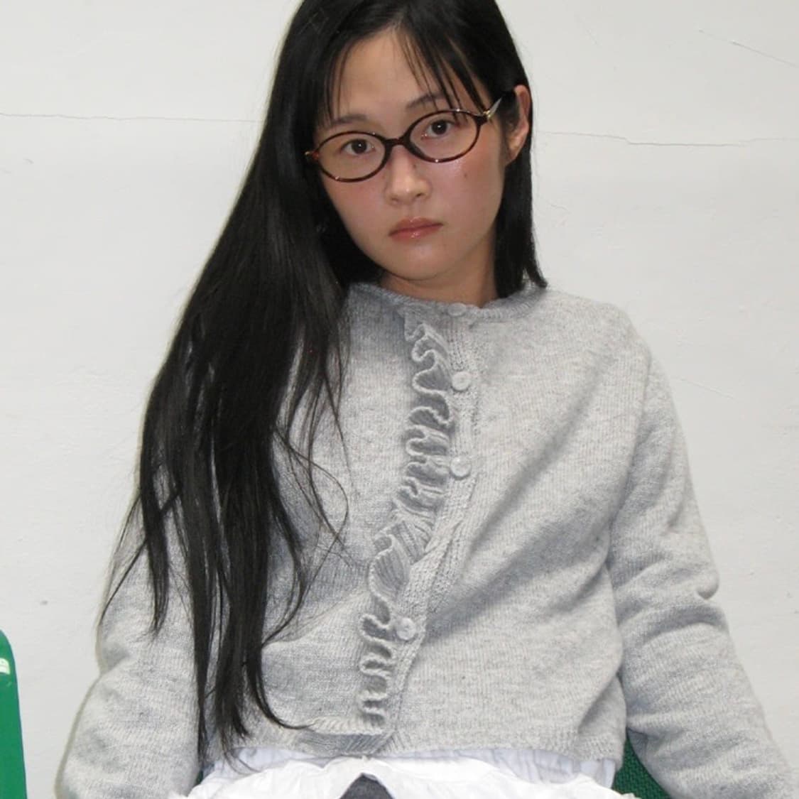 론론 가디건 HEART POINT RUFFLE KNIT CARDIGAN 상품이미지2