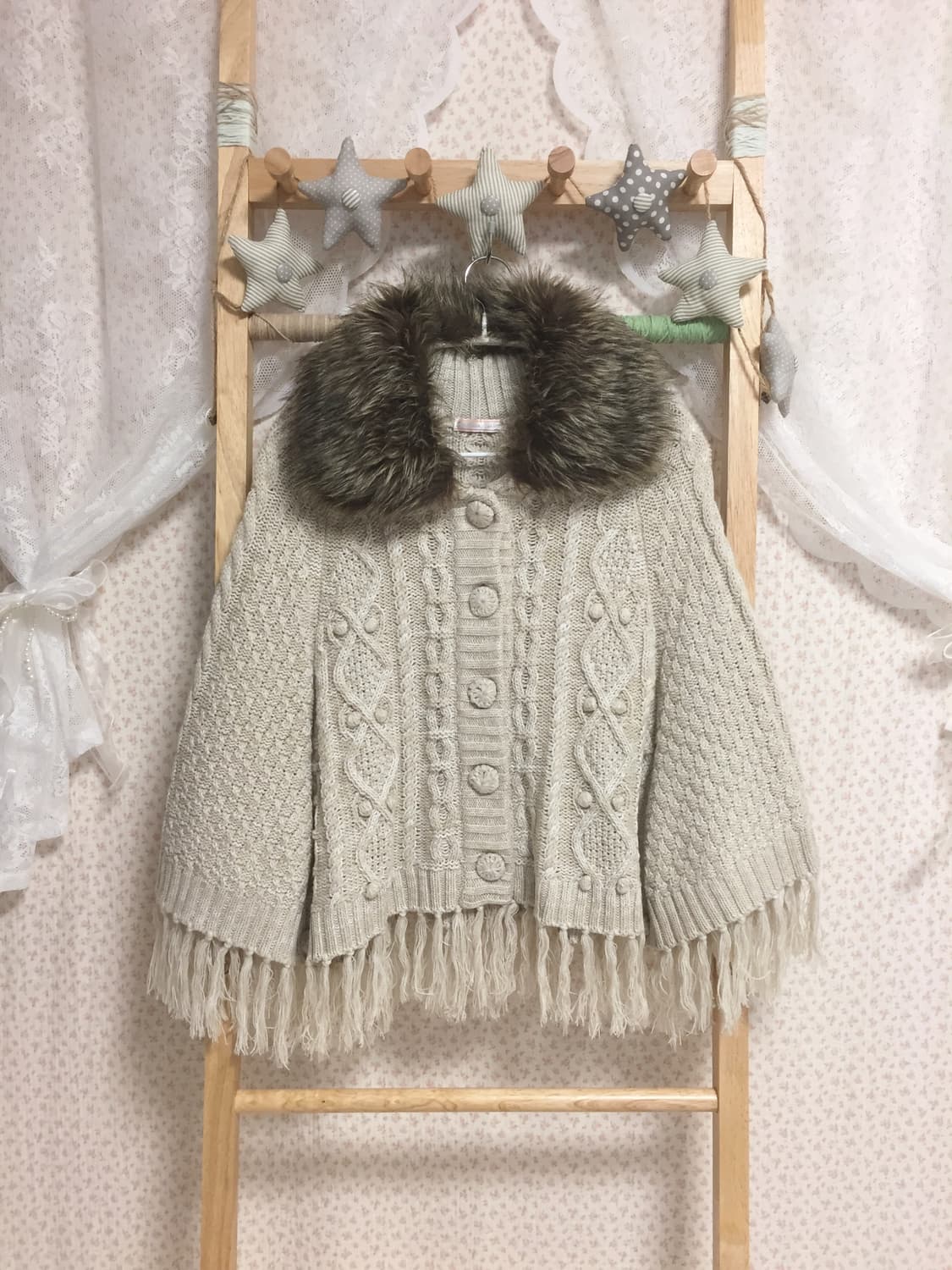 빈티지 모리걸 사와코 퍼 케이프 상품이미지2