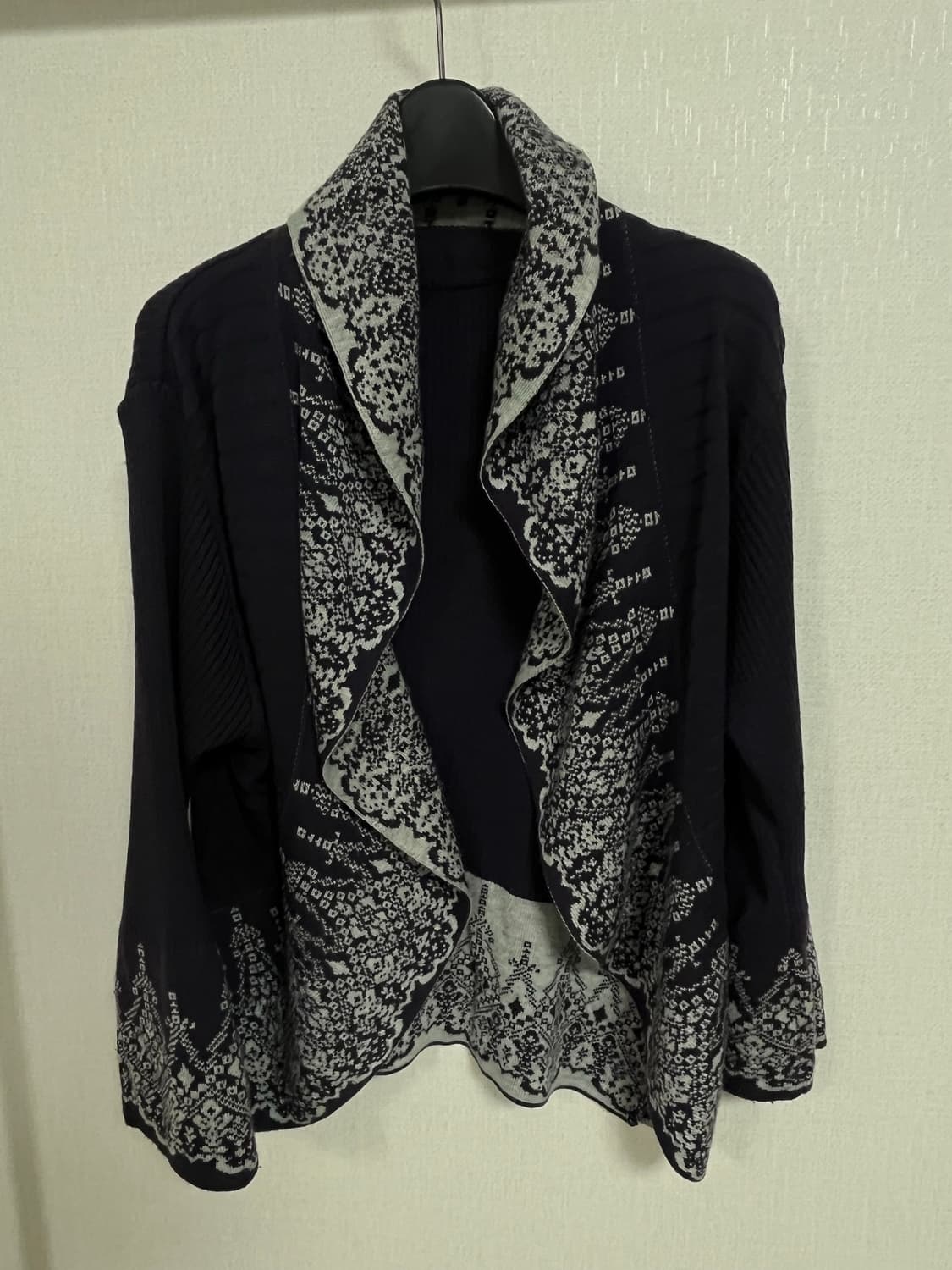 일본 빈티지 네이비 패턴 가디건 M 상품이미지1