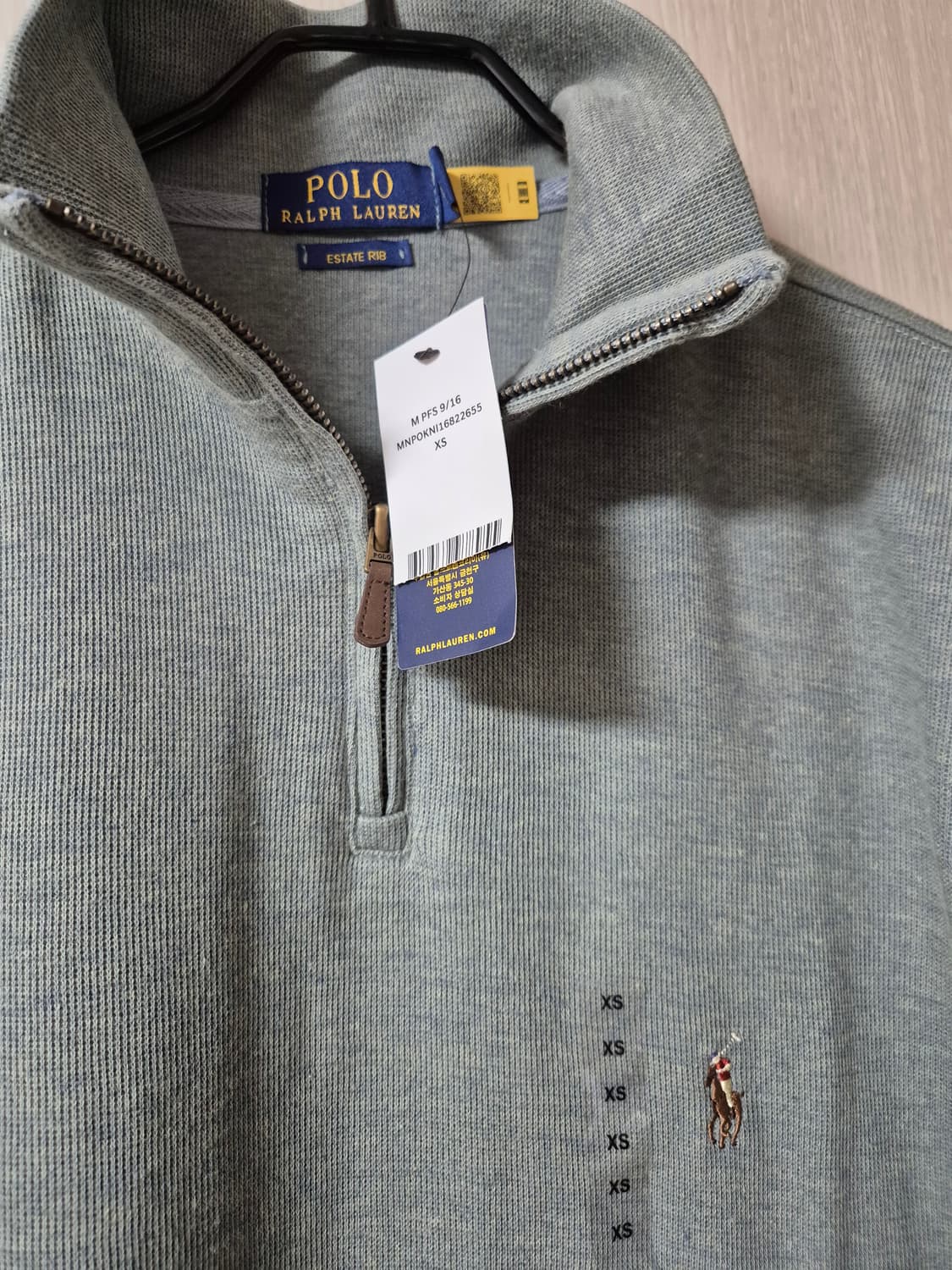 정품 (새제품) 폴로 랄프로렌 반집업 코튼 니트 스웨터 XS 상품이미지4