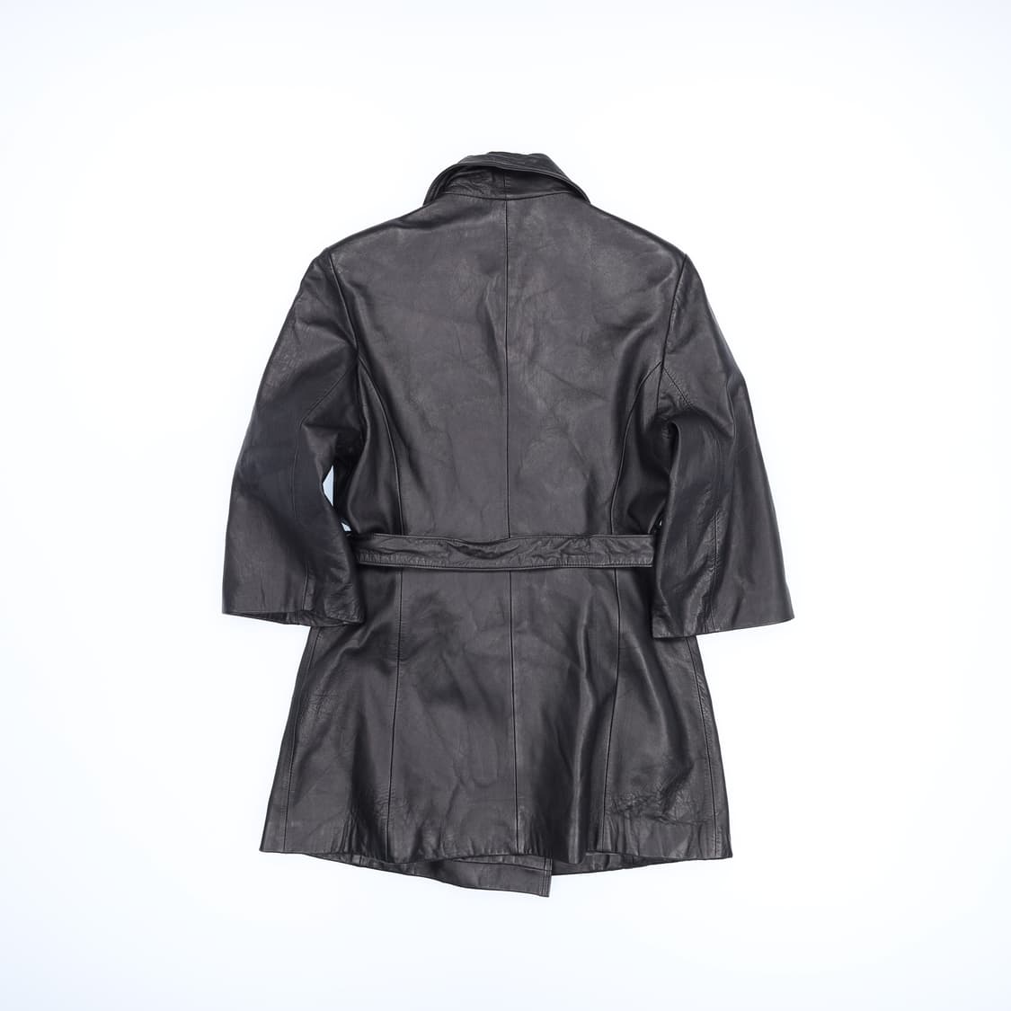 88 KAMIYA 카미야 빈티지 양가죽 벨티드 코트 블랙 4220 상품이미지2