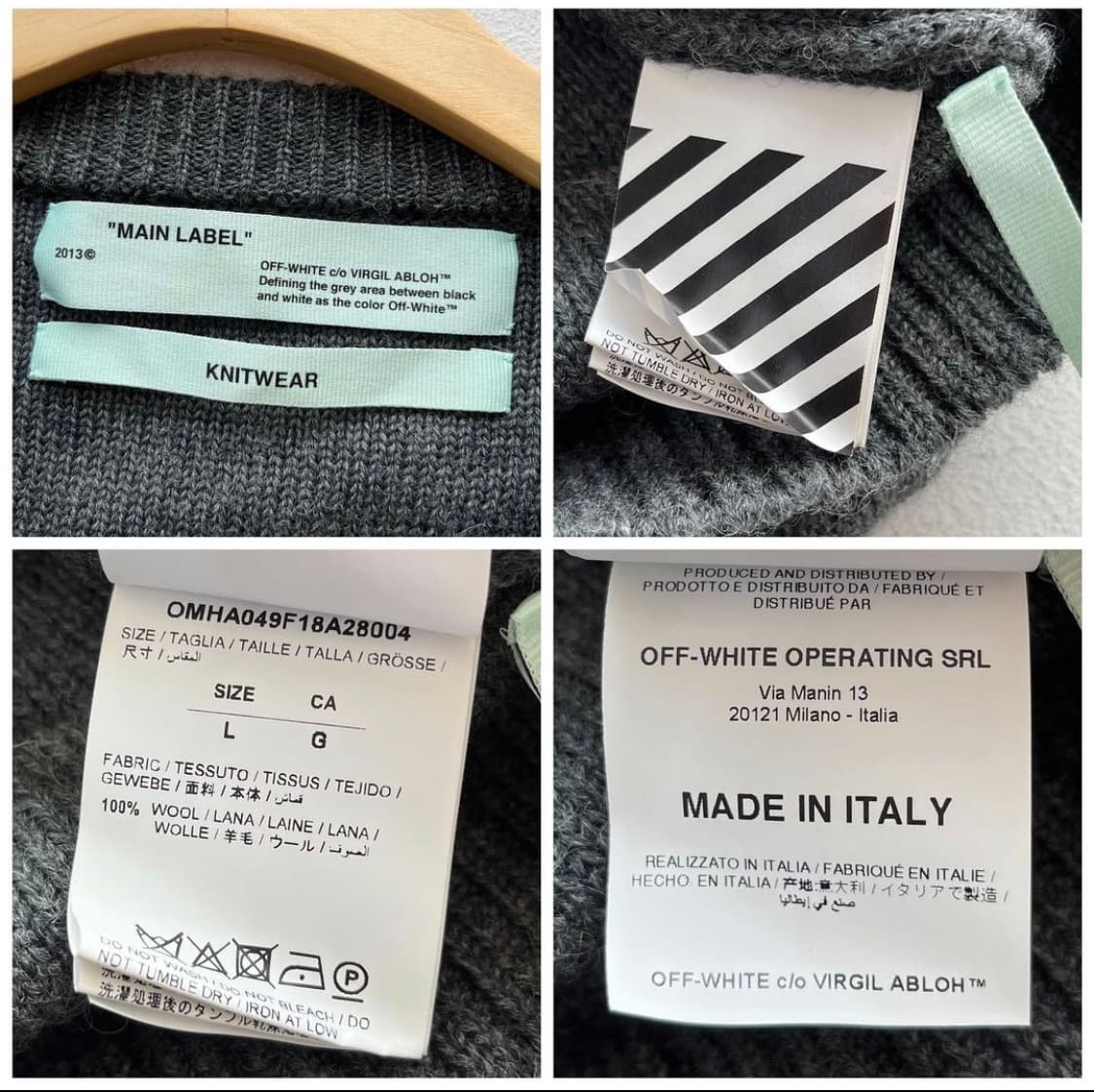 오프화이트 18F/W 로고 데미지 풀오버 울 니트스웨터 상품이미지9