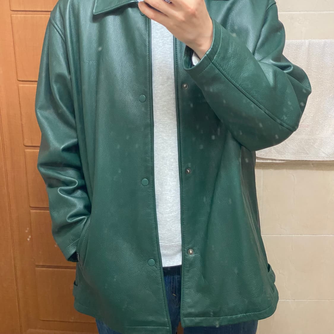 디스이즈네버댓 레더 코치 가죽 자켓 L 상품이미지6