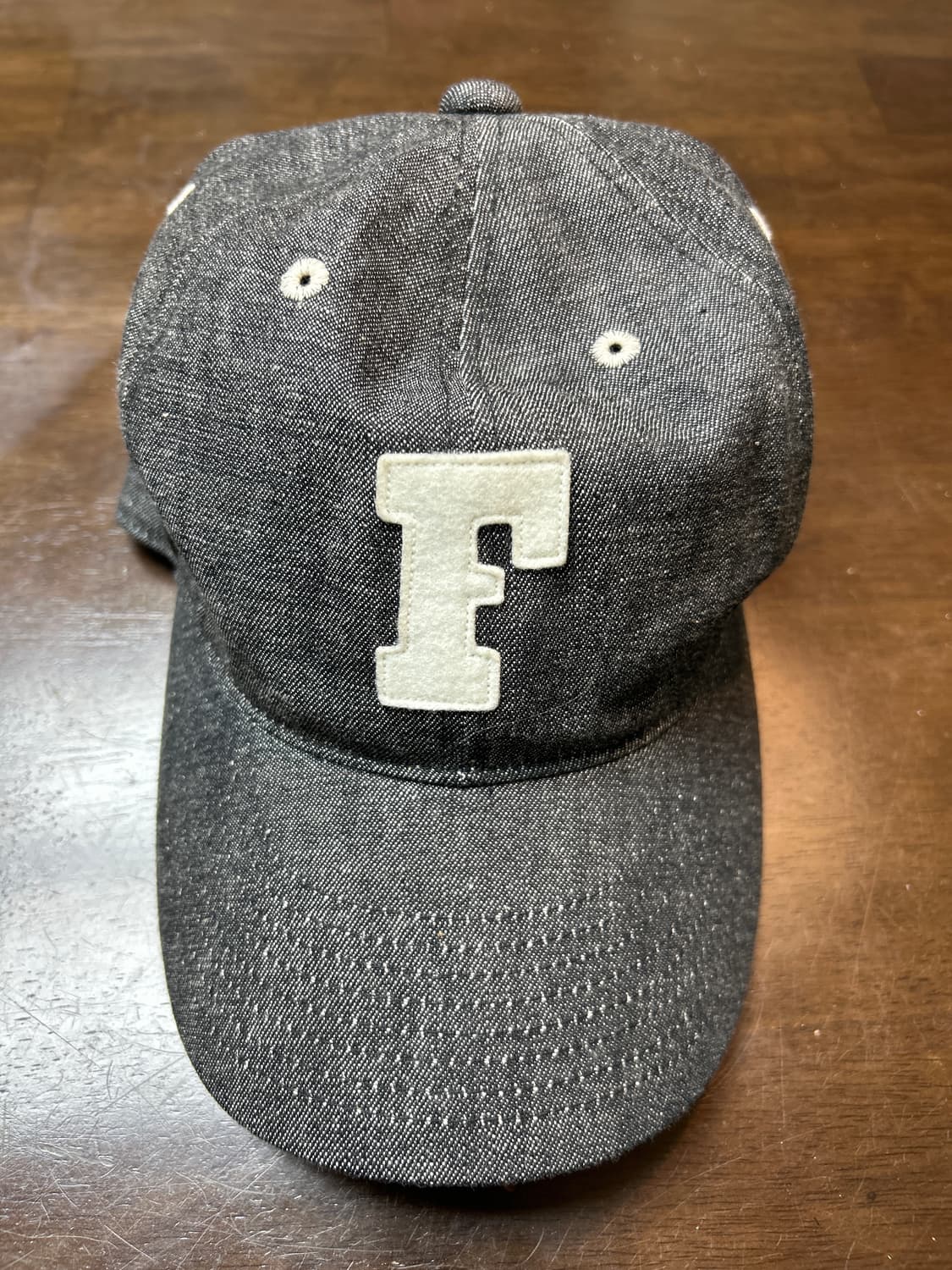 풀카운트 6패널 데님 베이스볼 캡 F 패치 블랙 상품이미지1