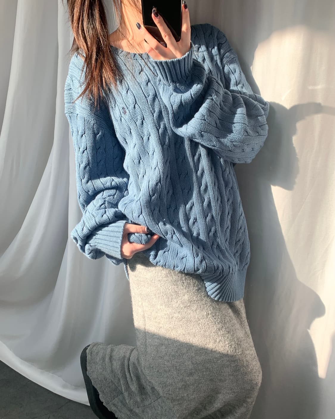 Polo 폴로 랄프로렌 코튼 딥블루 케이블 라운드넥 니트 상품이미지7