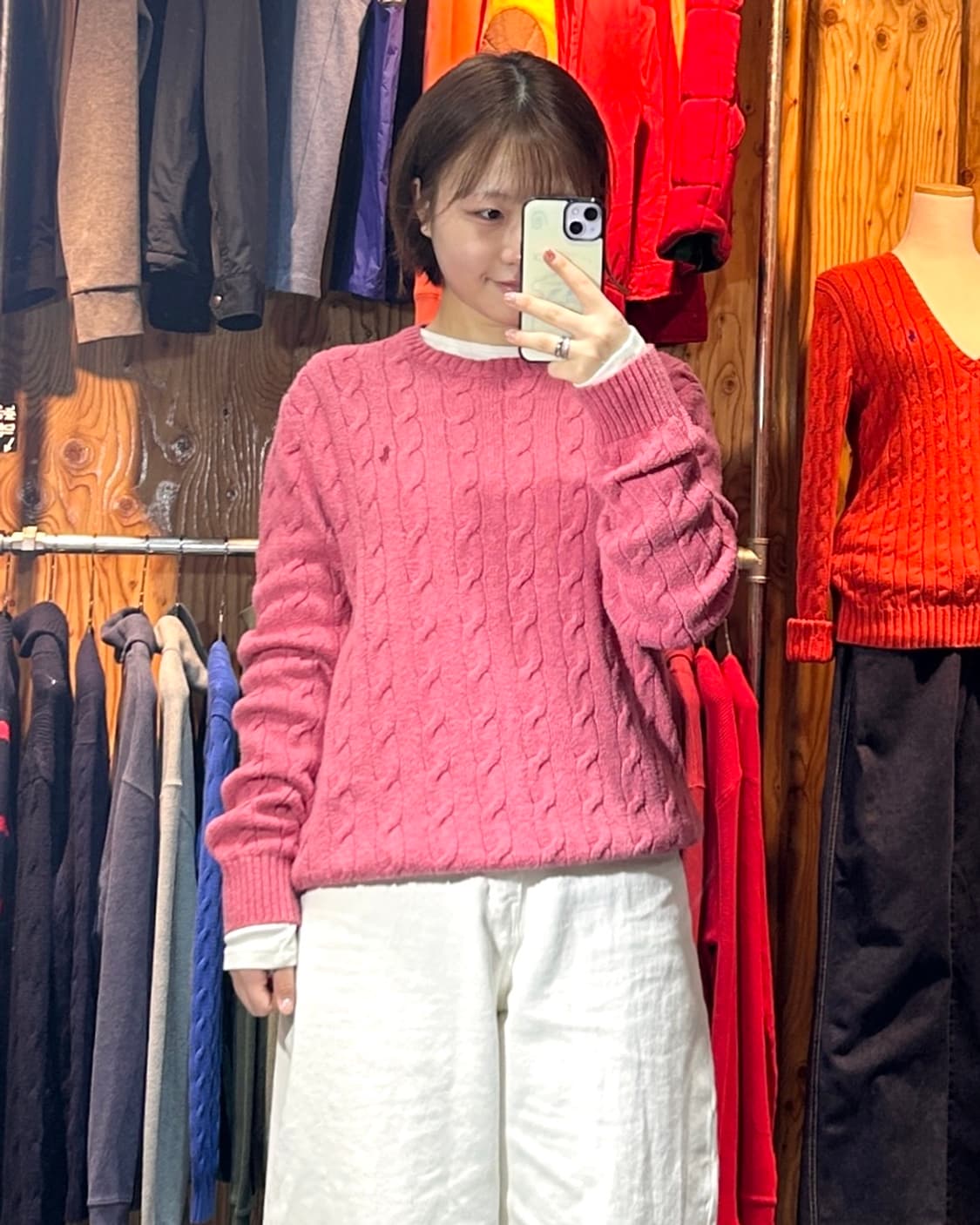 M 폴로랄프로렌 핑크 포니 케이블 니트 상품이미지1