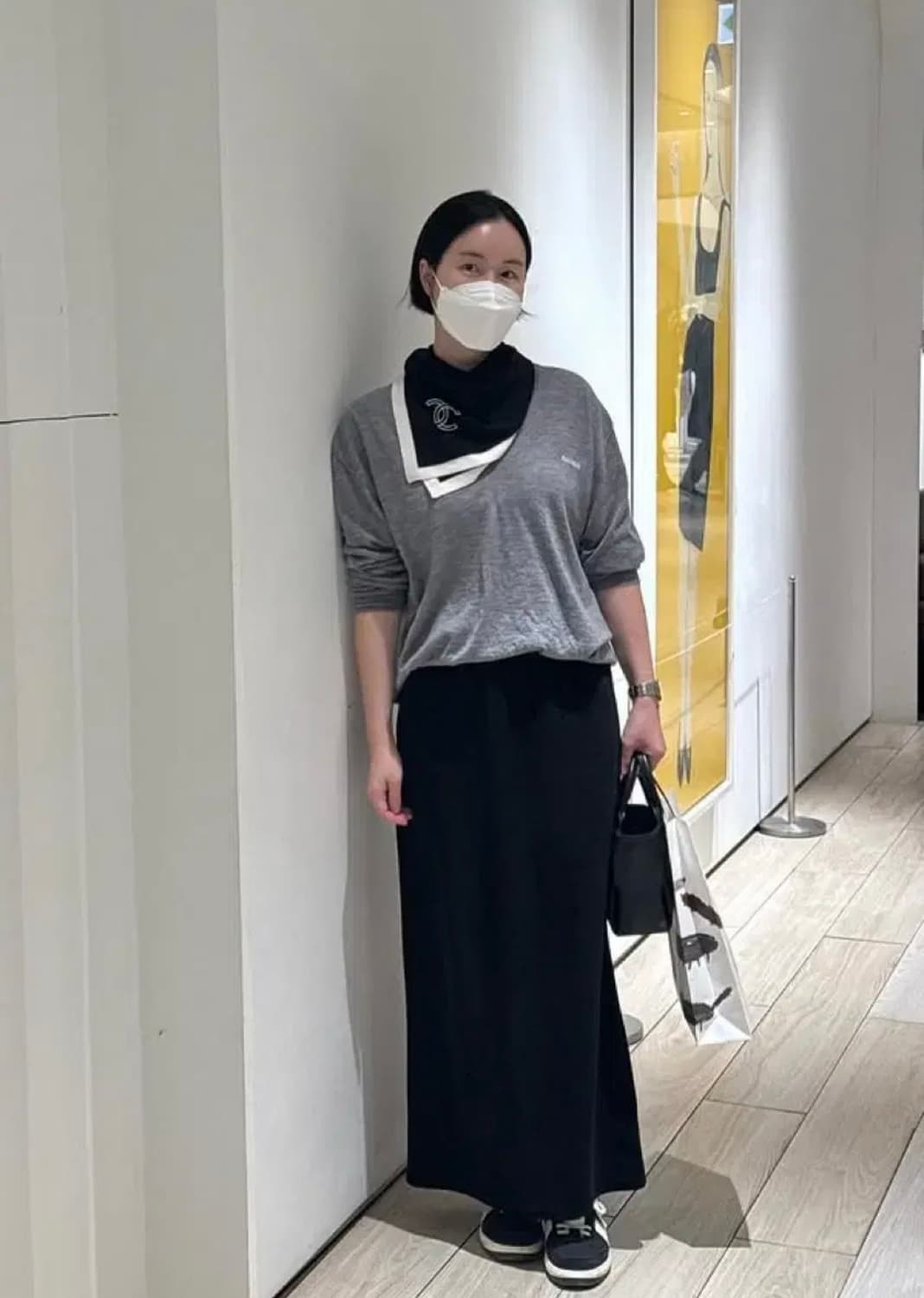 베이지보울 밴딩 벨벳 스커트 상품이미지5