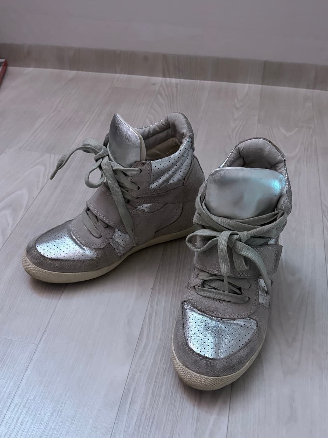 빈티지 실버 웨지 스니커즈 힐  상품이미지2