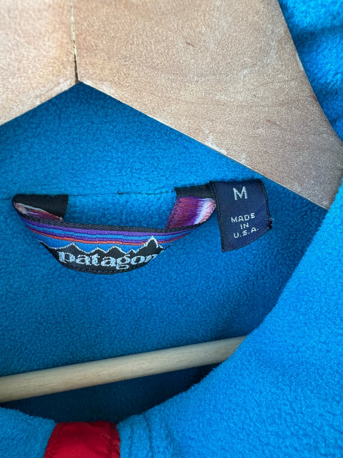 80's 파타고니아 신칠라 쉘드 봄버 자켓 레드 아쿠아블루 M 상품이미지5