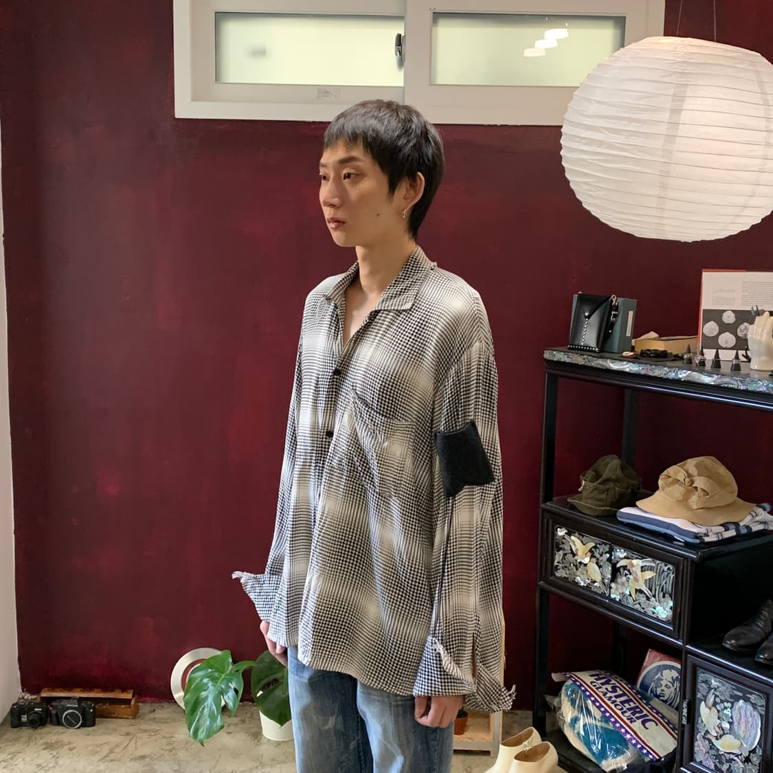 SUNSEA (선씨) 데미지 체크 셔츠 상품이미지3