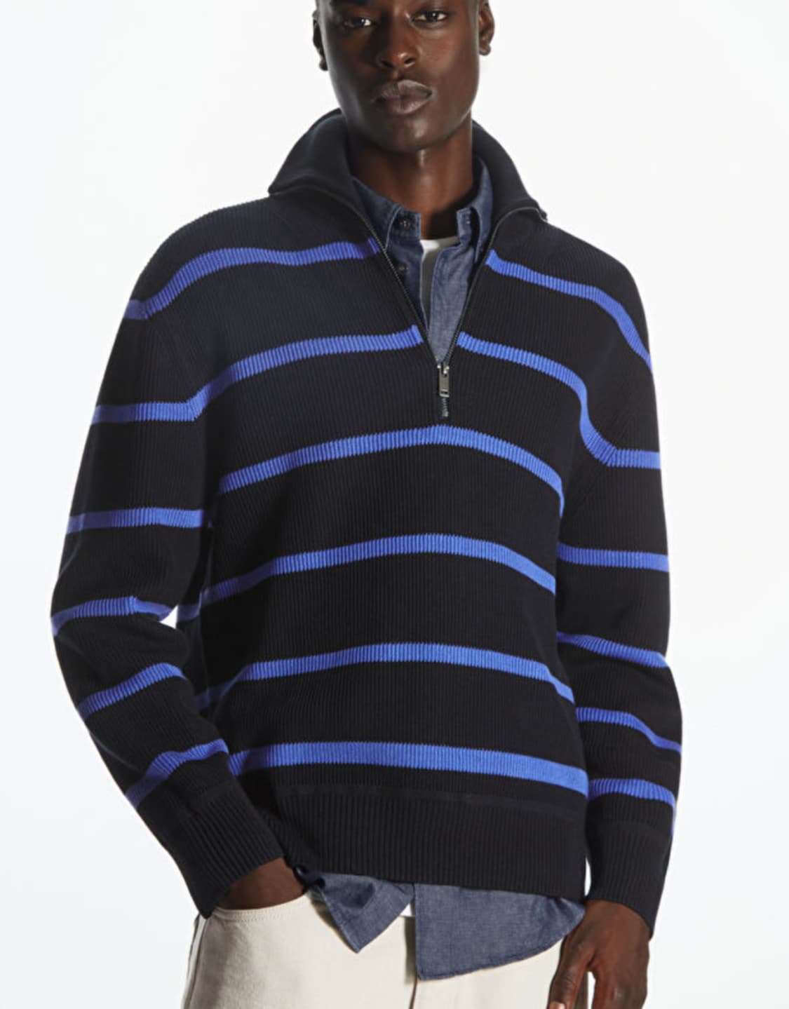 [S] COS 코스 스트라이프 니트 하프집업 상품이미지3