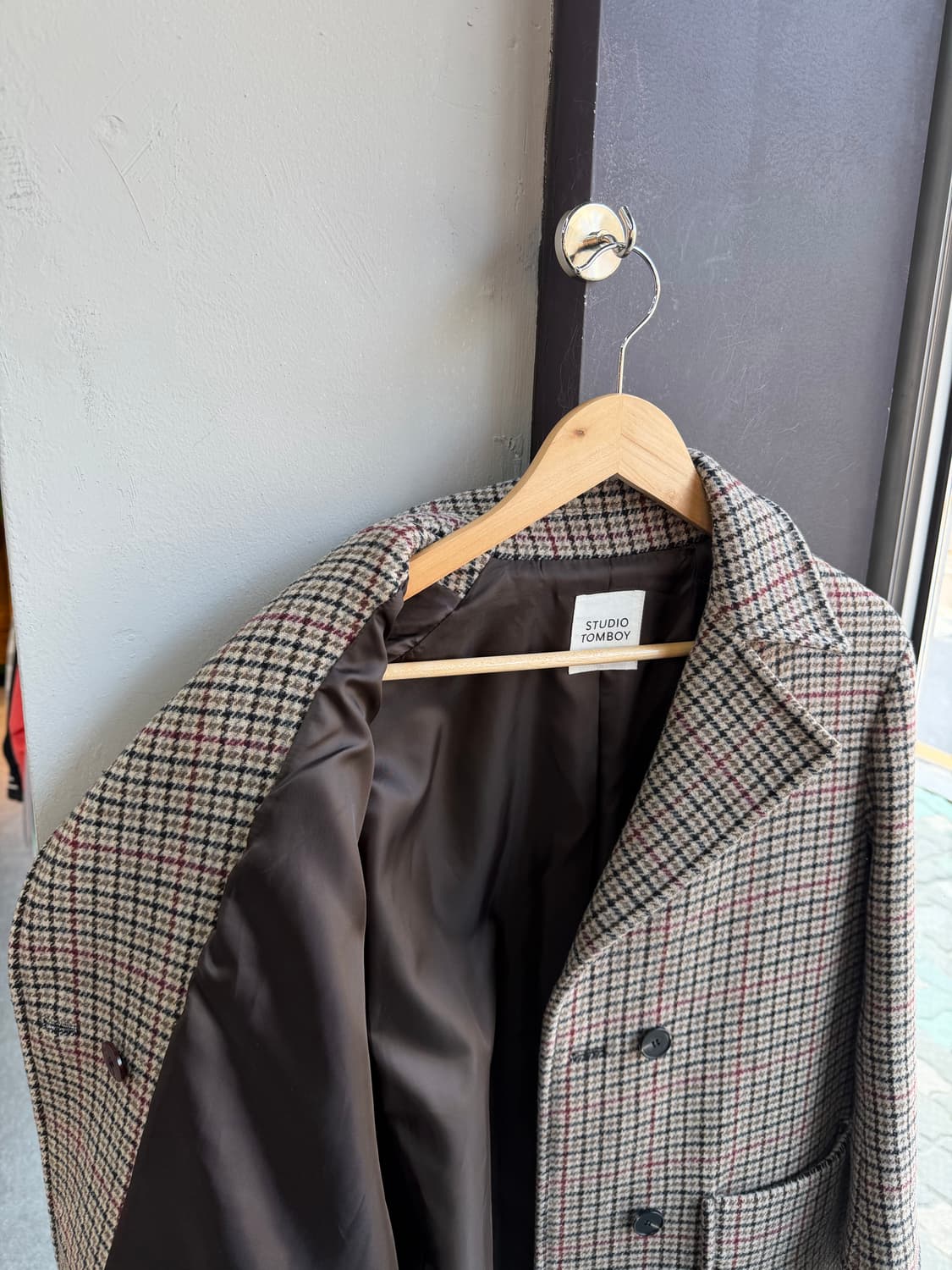 스튜디오톰보이 글랜체크 오버 코트 상품이미지5