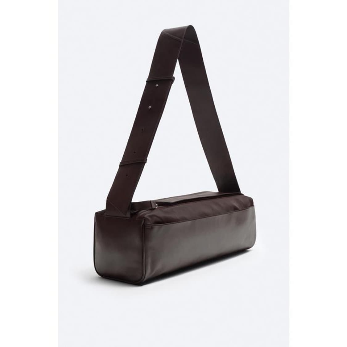 자라 XL 직사각형 가죽 크로스바디 백 브라운 새 상품 상품이미지2