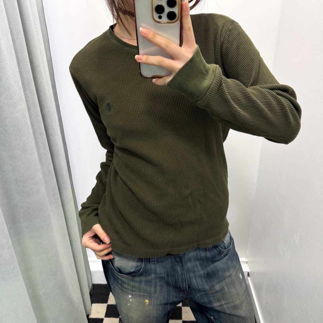 폴로 카키 와플니트 상품이미지1