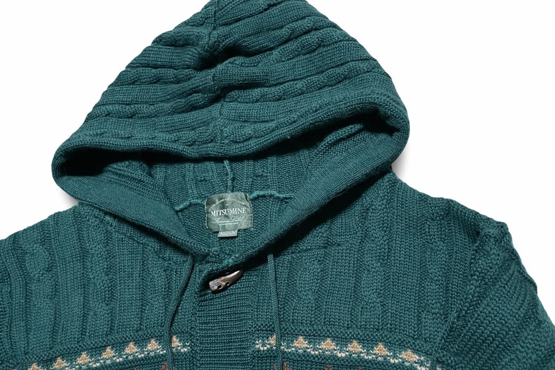 JPN 90s~00s 일본 빈티지 울100 노르딕 보헤미안 후드 가디건 상품이미지4