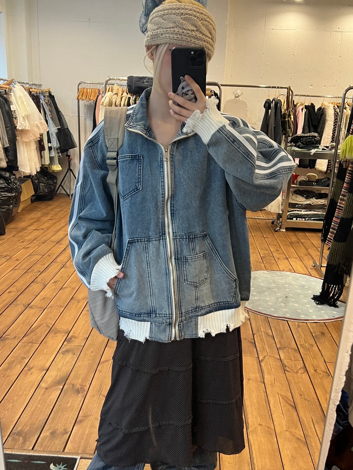 데님 화이트 라인 자켓 상품이미지5