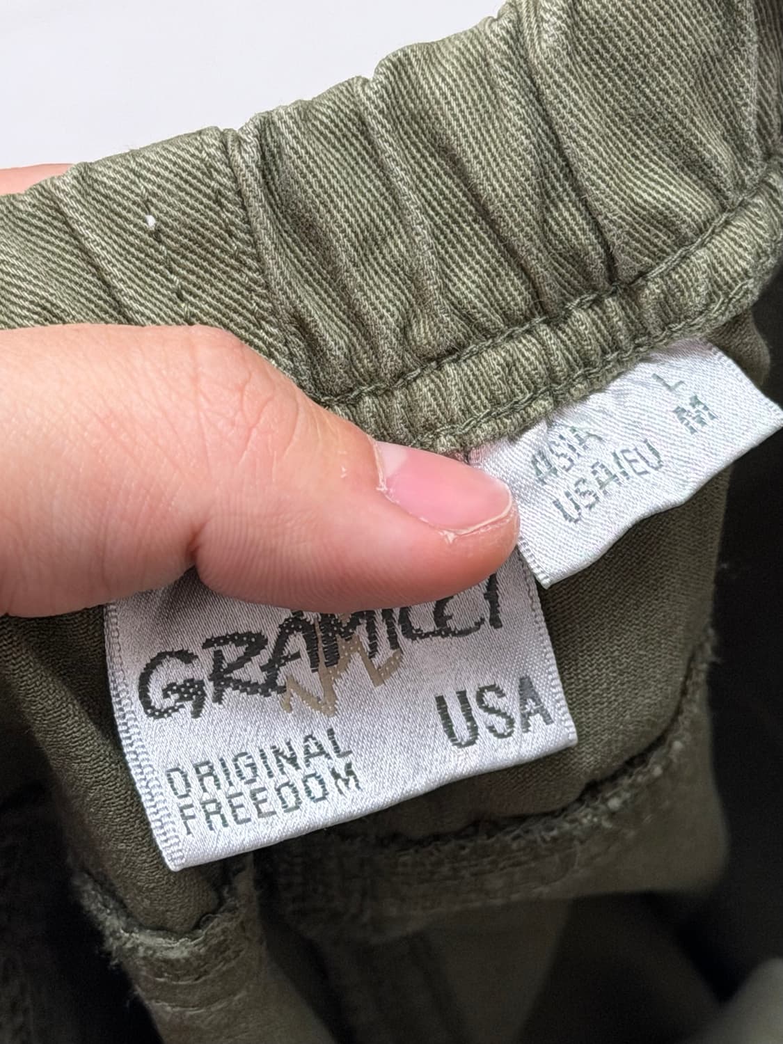 그라미치 루즈핏 와이드 더블니 코튼 팬츠 카키 올리브 상품이미지7