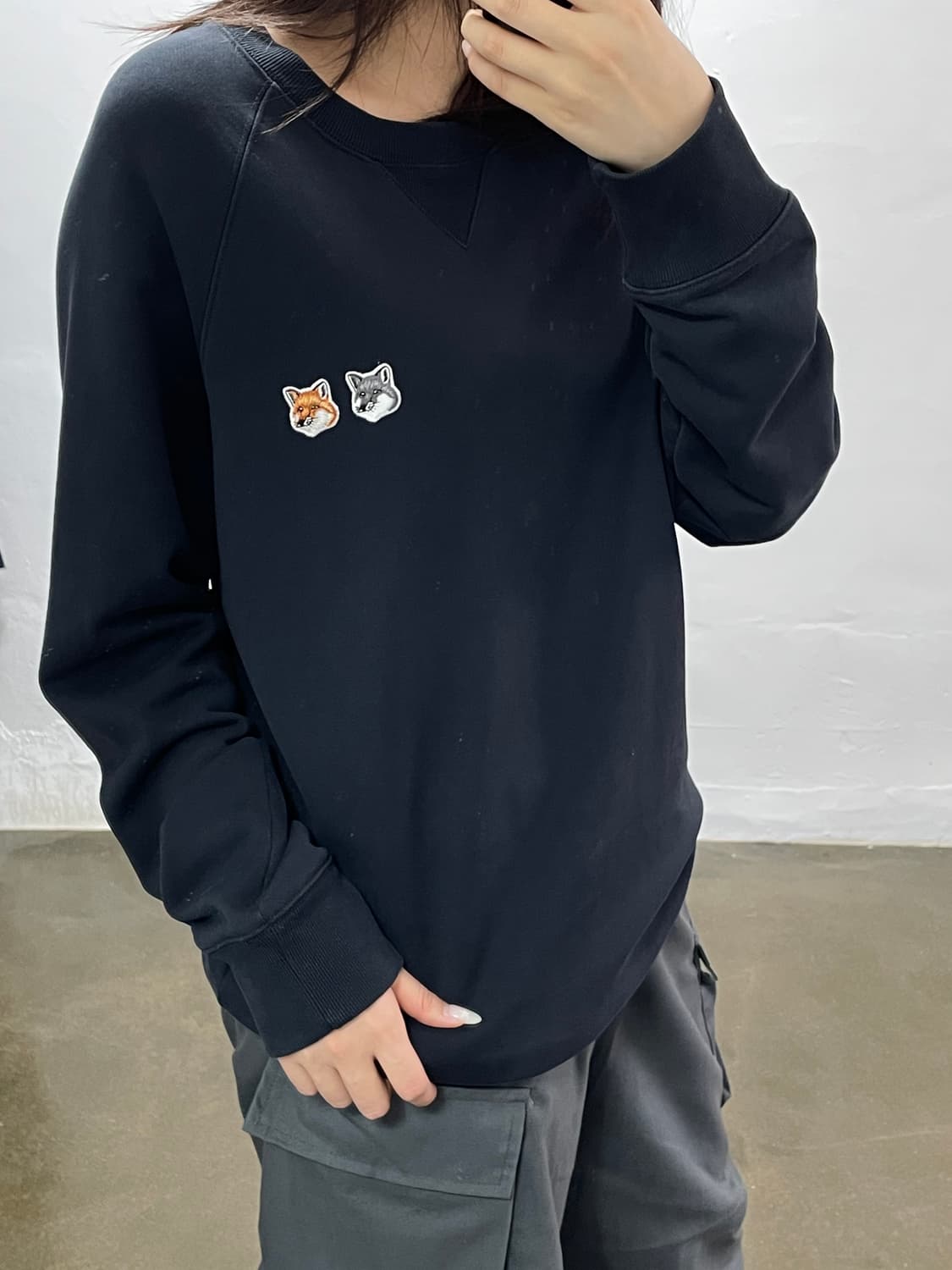 메종키츠네 더블 폭스 맨투맨 블랙 1 상품이미지2