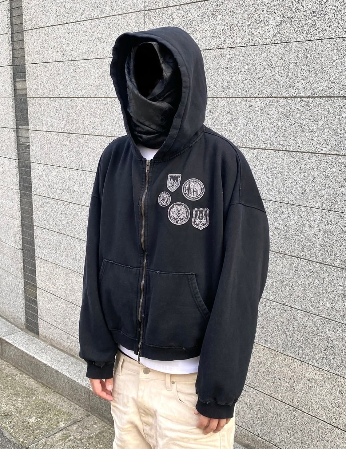 2사이즈) 언더마이카 올드다잉 멀티패치 후드집업 상품이미지3