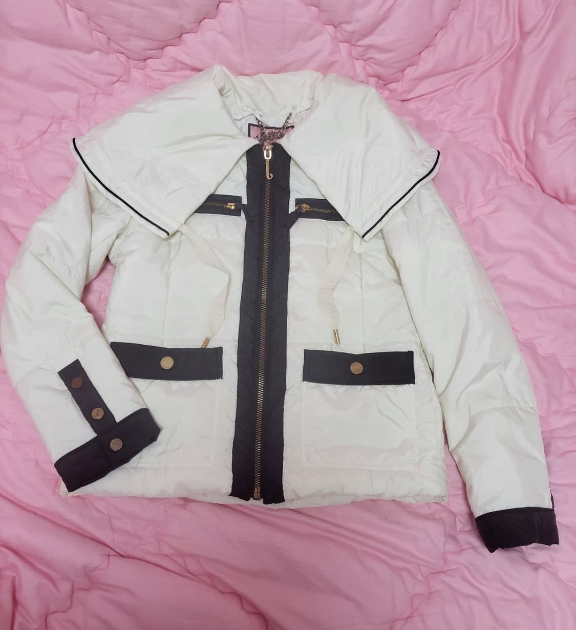 급처상태양호!쥬시꾸뛰르 세일러카라 빅카라 귀요미 패딩 점퍼 자켓 아우터 상품이미지3