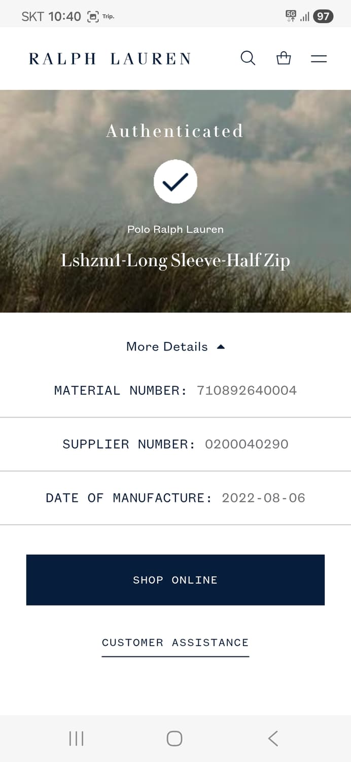 정품 (새제품) 폴로 랄프로렌 반집업 코튼 니트 스웨터 XS 상품이미지9