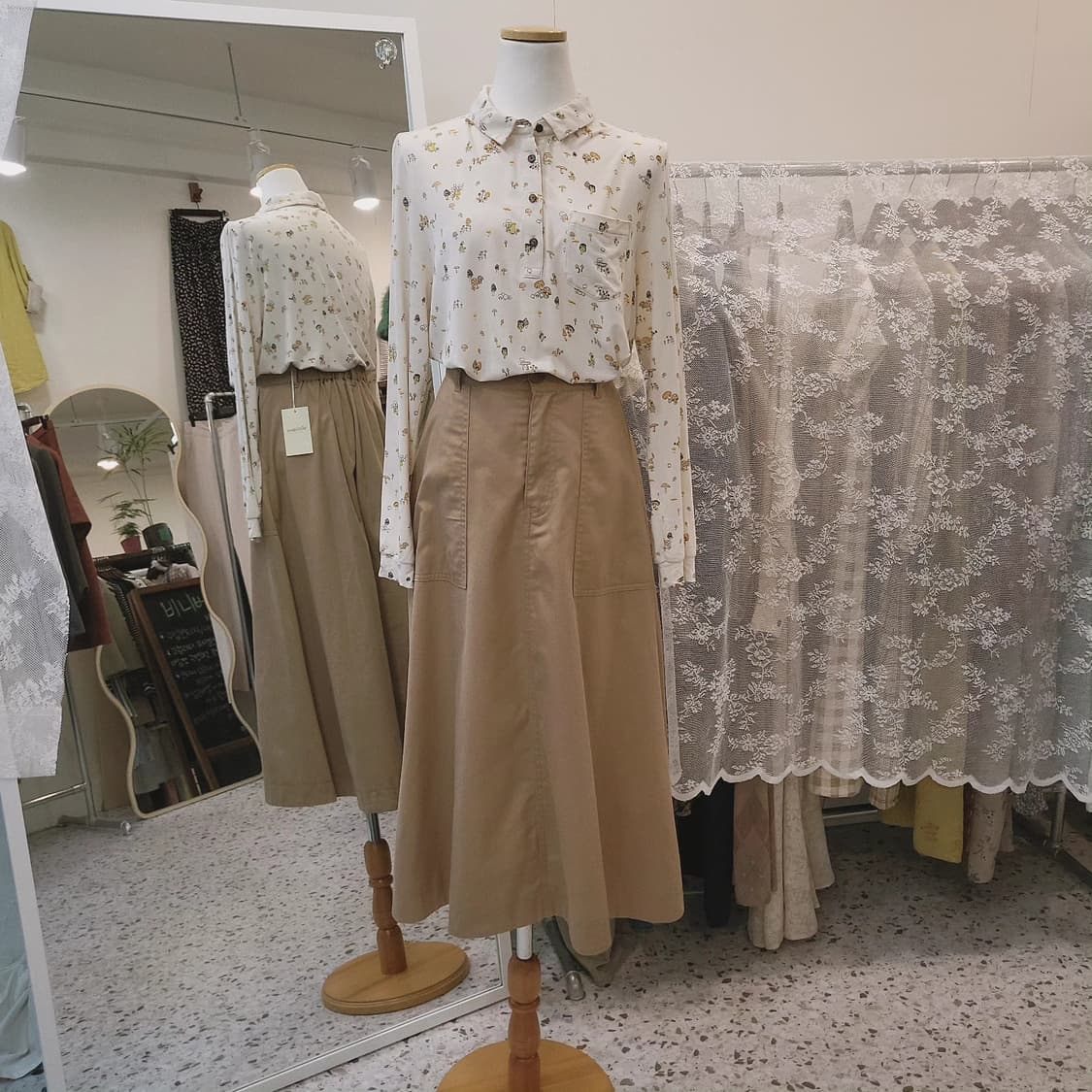 W closet 베이지 포켓 면스커트 상품이미지7