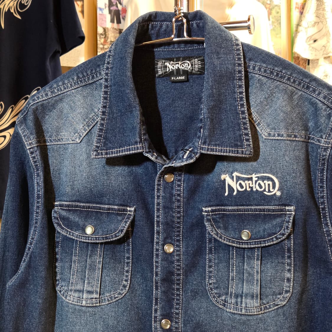 JPN 노턴 백자수 데님 셔츠 상품이미지6