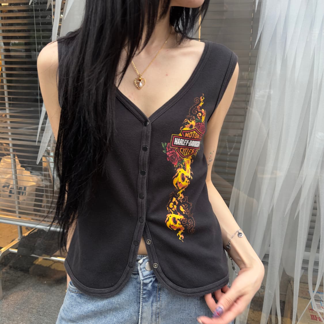 00년대 할리 플레임 스냅 탑 상품이미지6