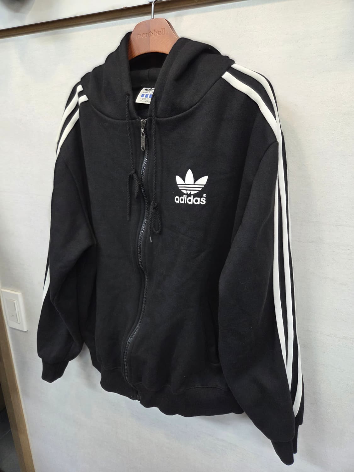아디다스 올드스쿨 빅트레포일 삼선 기모 후드집업 대략 L 오버핏 상품이미지8