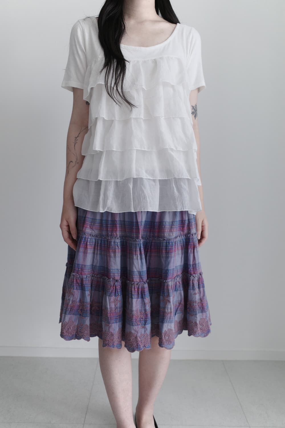 check shirring skirt 상품이미지5