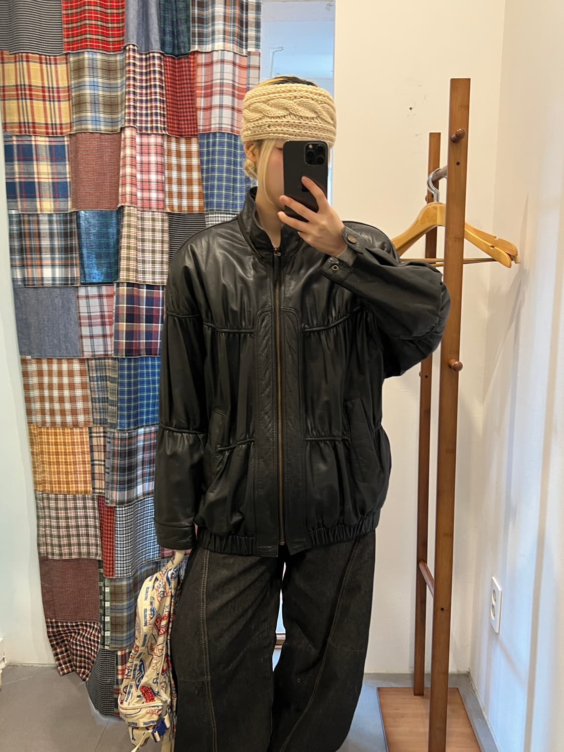 블랙 양가죽 셔링 자켓 상품이미지3