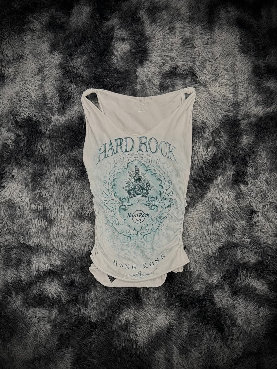 Hard Rock Cafe 화이트 셔링 백 커팅 큐빅 디테일 슬리브리스 상품이미지1