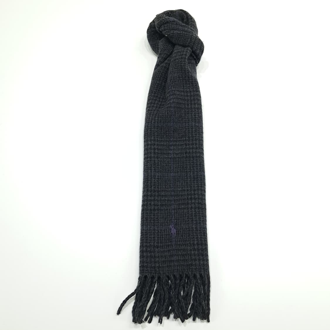 MX326 폴로 랄프로렌 퍼플 윈도우페인 양면 버진울 목도리 머플러 상품이미지4