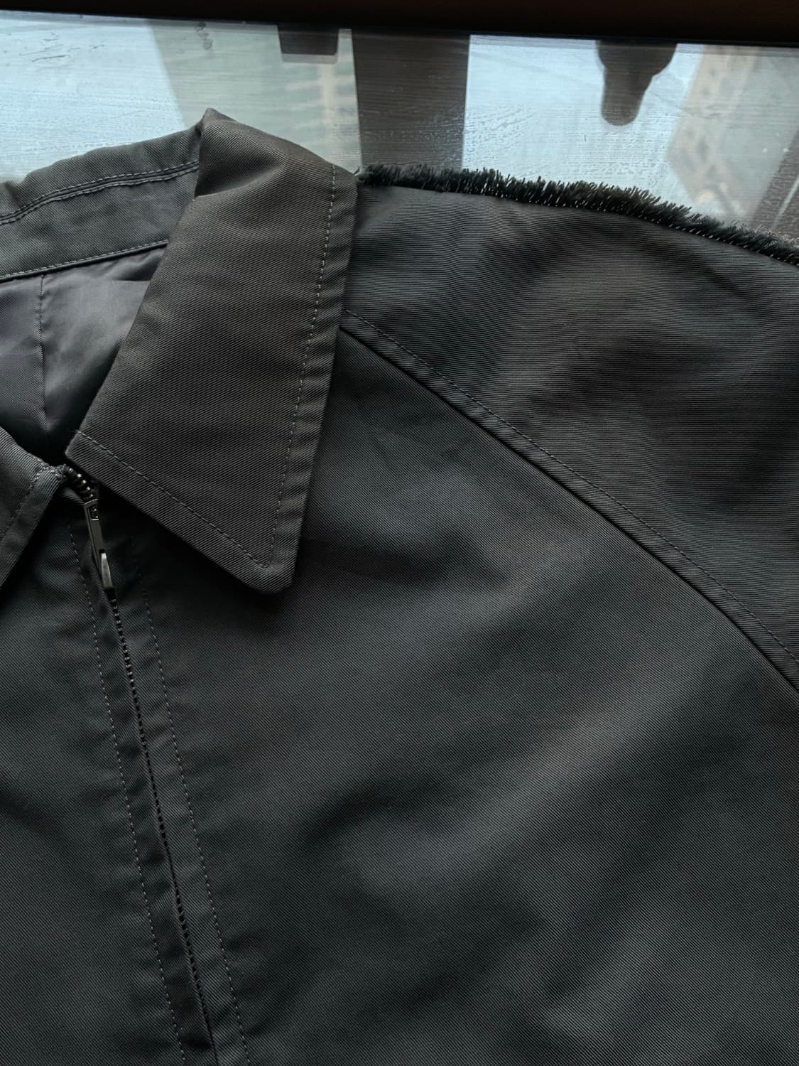 (FREE) 레더리 컷 오프 코튼 블루종 자켓 [CHARCOAL] 판매 상품이미지8