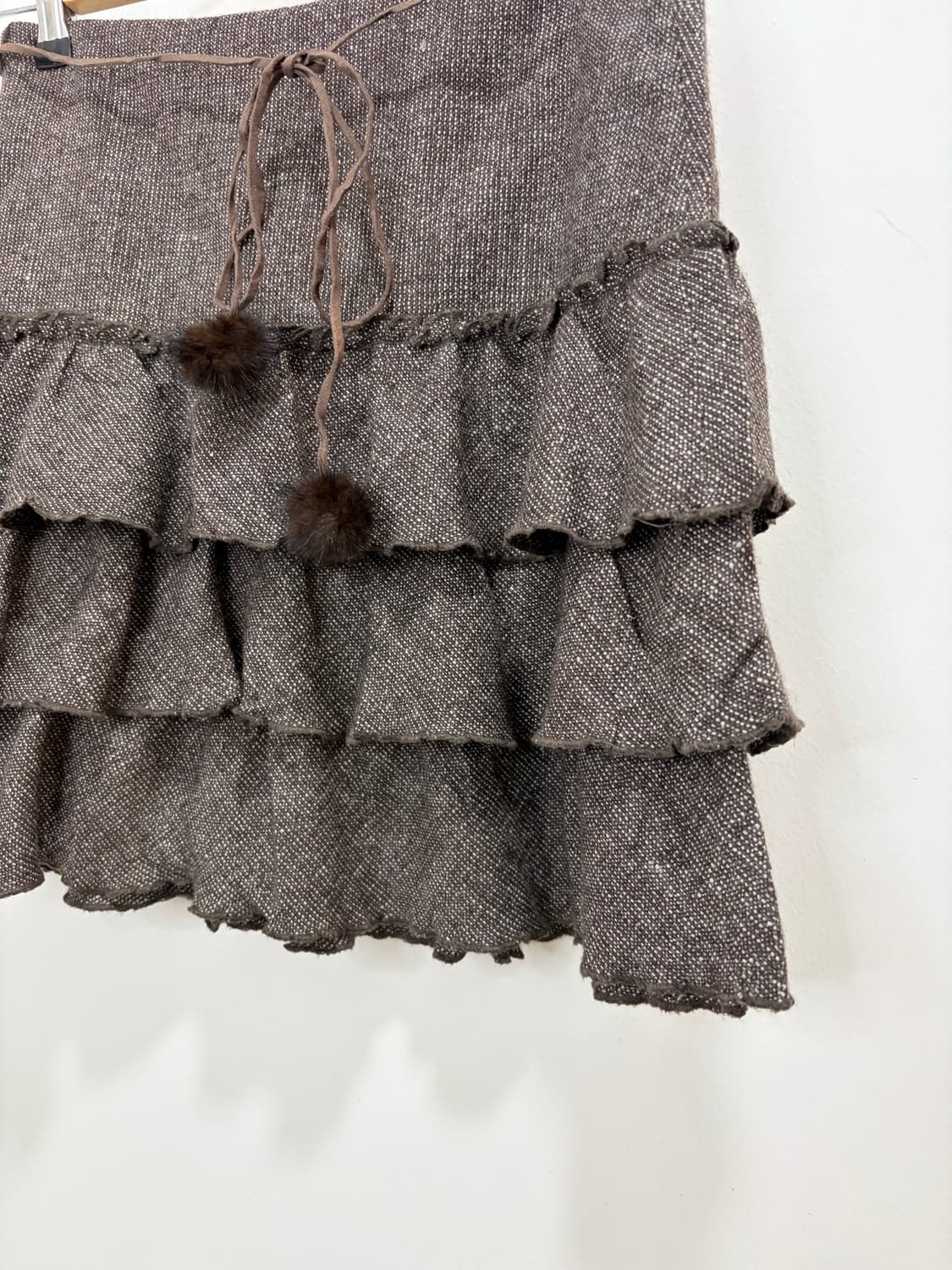 갸루 초코브라운 폼폼이 캉캉 스커트 치마 상품이미지2