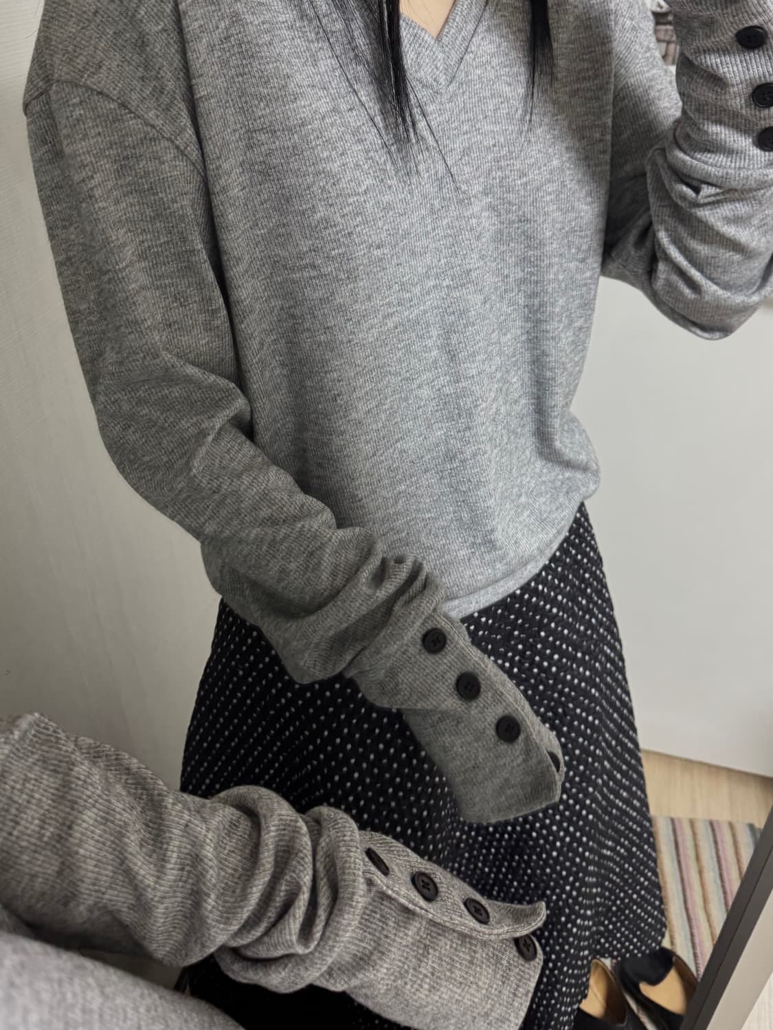 Vintage Gray Button Knit 상품이미지1