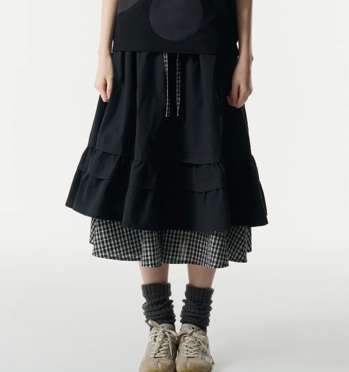 더콜디스트모먼트 레이어드 스커트 블랙 상품이미지1