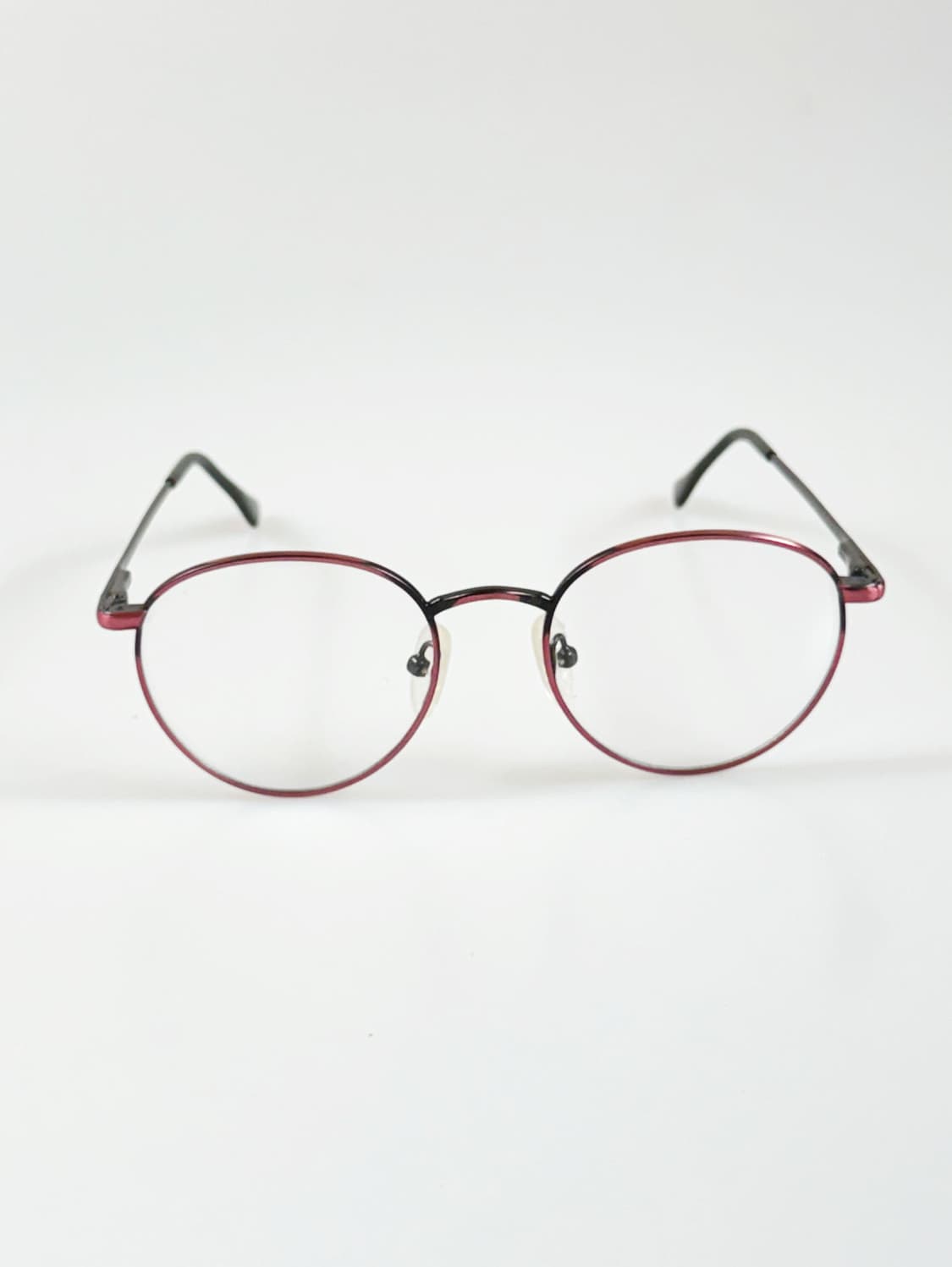 90s 유럽제 핑크 블랙 투톤 슬림 라운드 빈티지 안경 상품이미지2