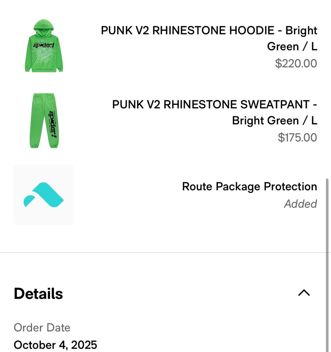 Sp5der punk 그린 셋업 L 상품이미지5