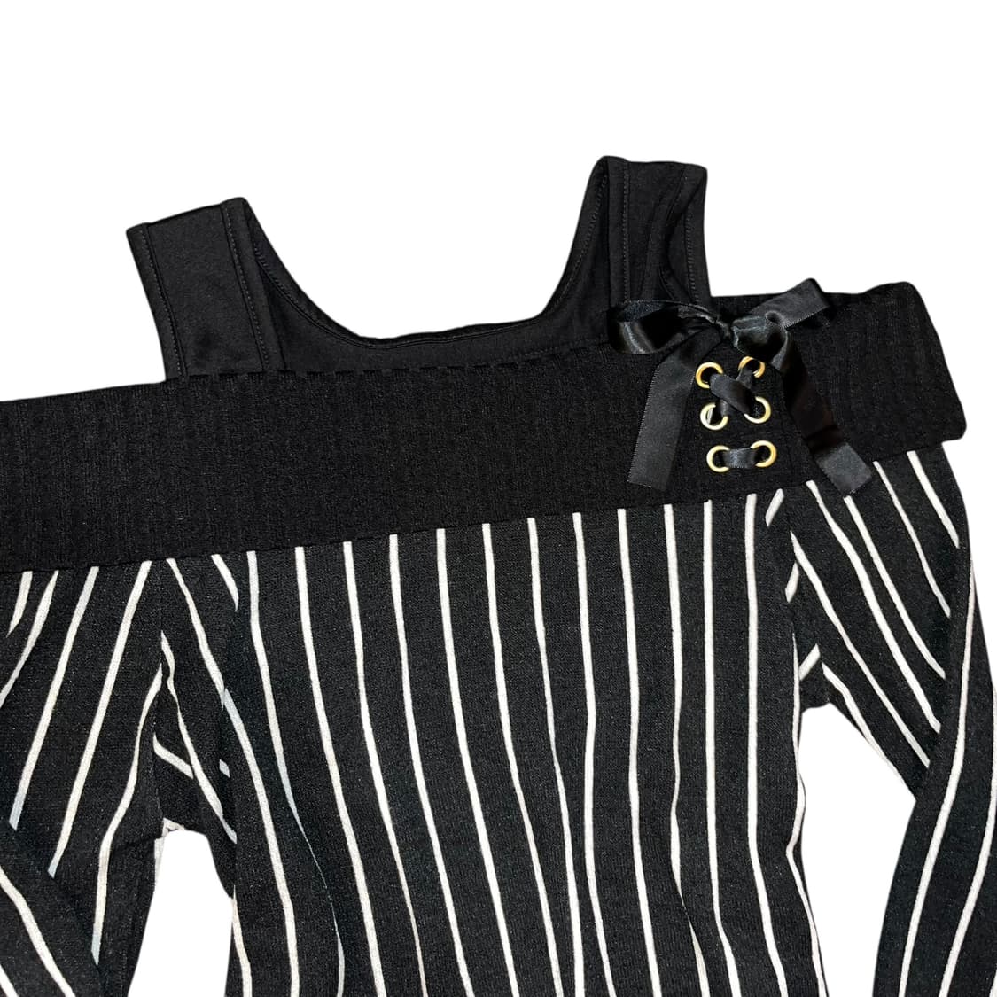 DIG DEEP 디그딥 오프숄더 스트라이프 긴팔 니트 원피스 갸루 상품이미지3