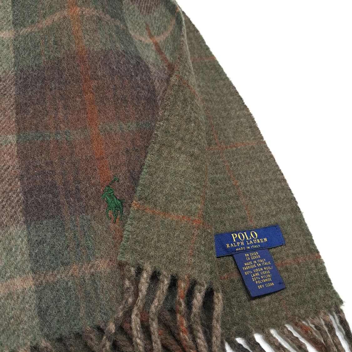 MX478 폴로 90s 이태리판 울 타탄체크 올리브 머플러 목도리 상품이미지6