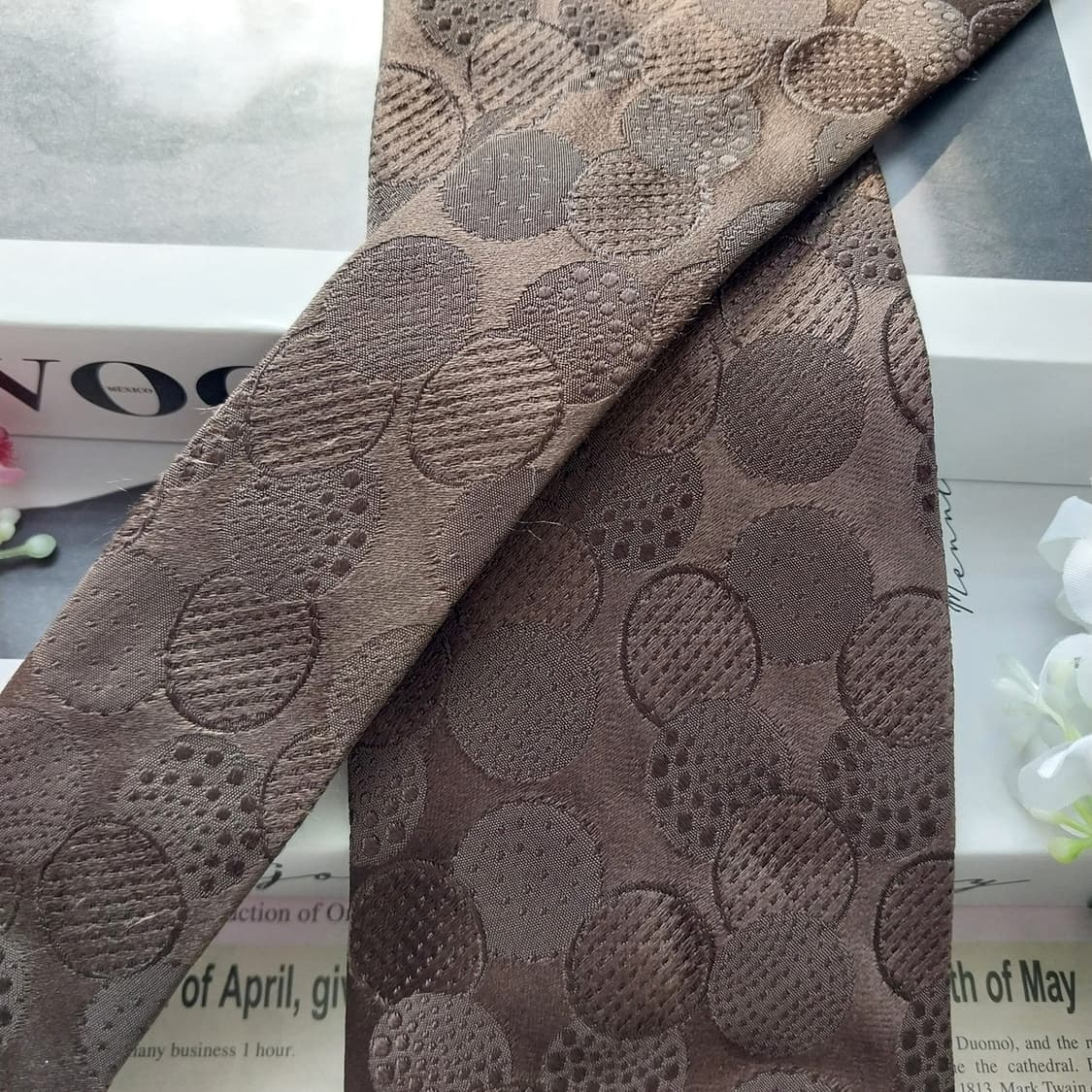 폴 스미스 실크 브라운 자카드 패턴 넥타이 9.4cm A+등급 k2050 상품이미지5