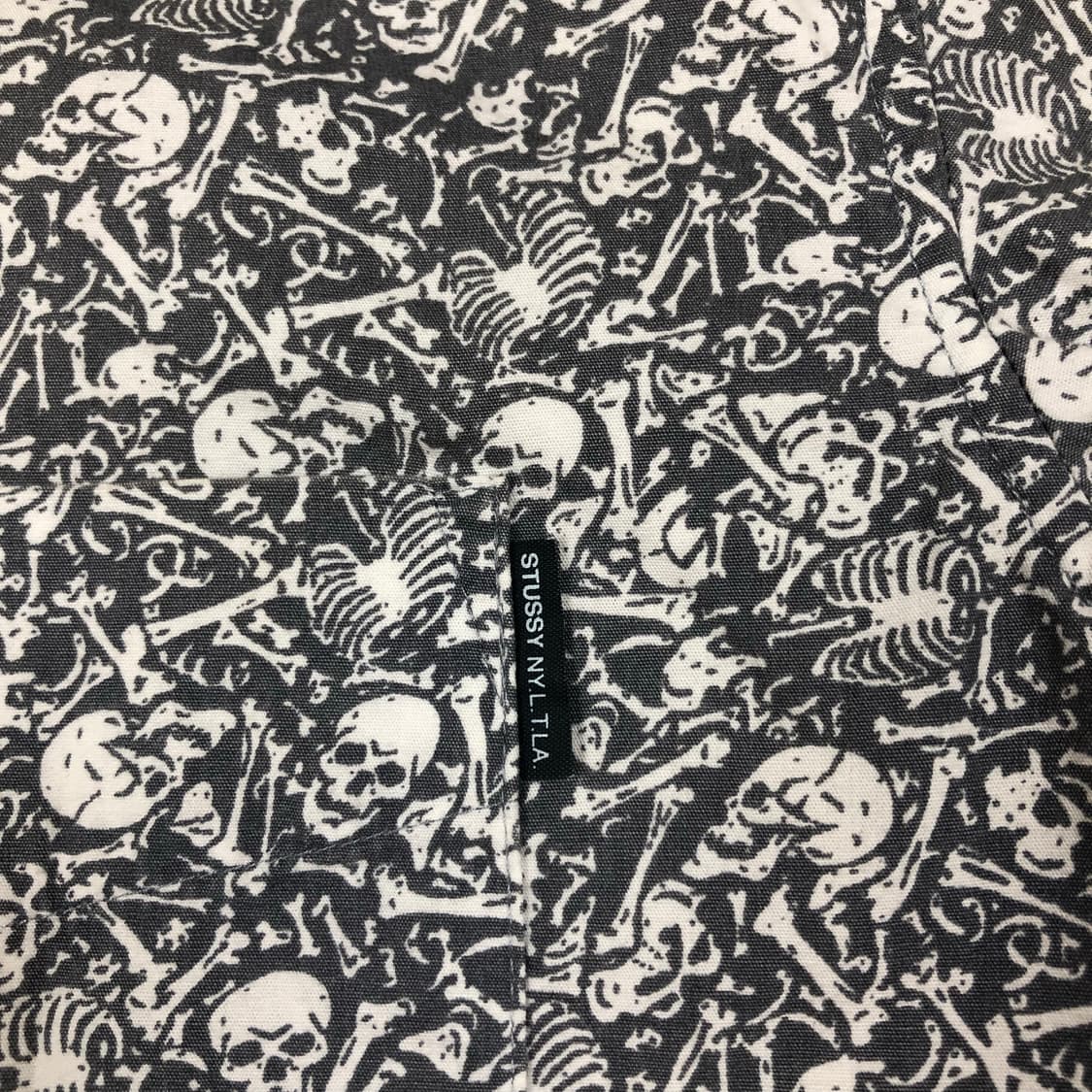 90s 스투시 해골 스컬 패턴 포켓 반팔셔츠 남방 상품이미지3