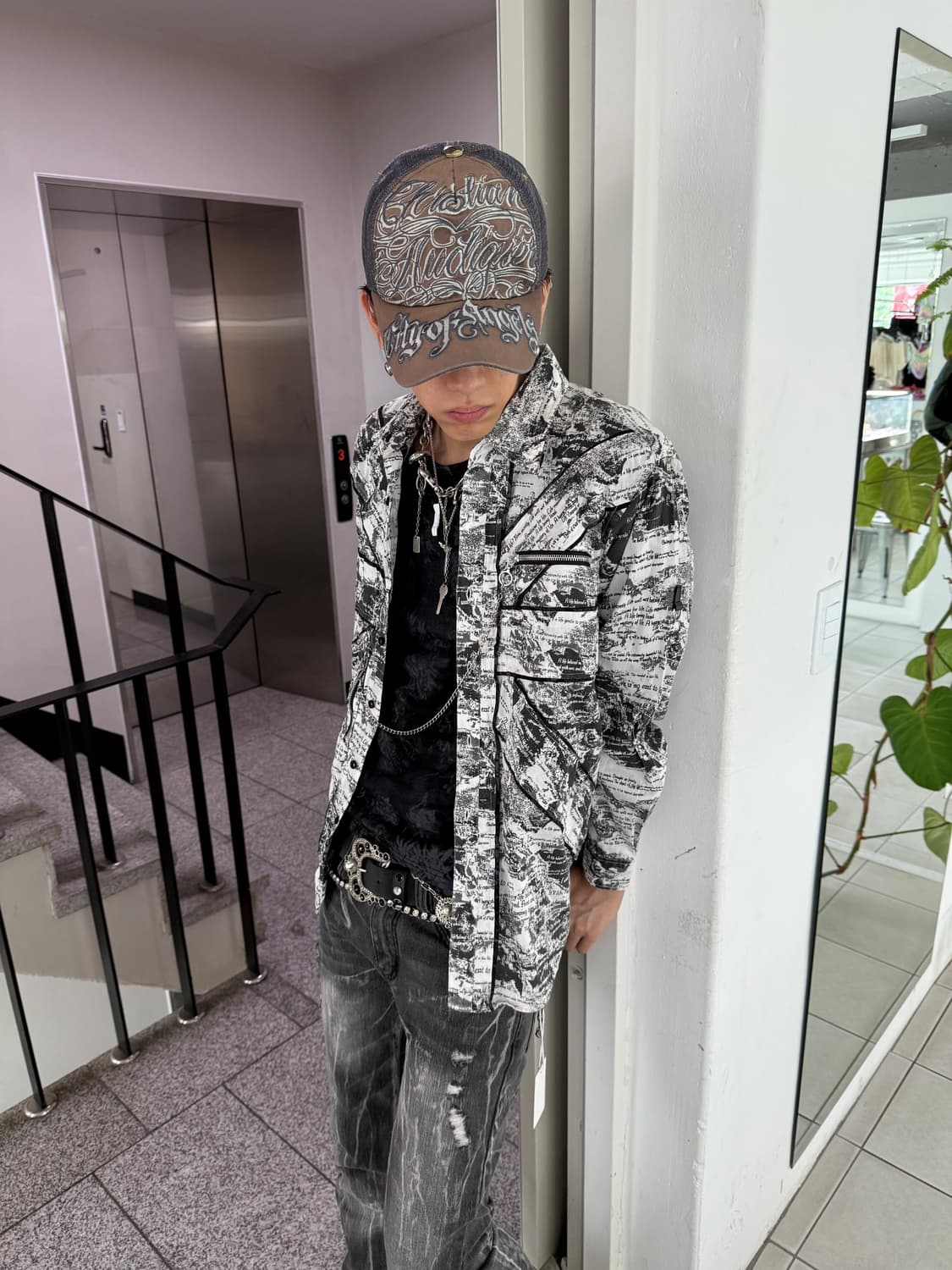 lettering chain shirt 상품이미지2