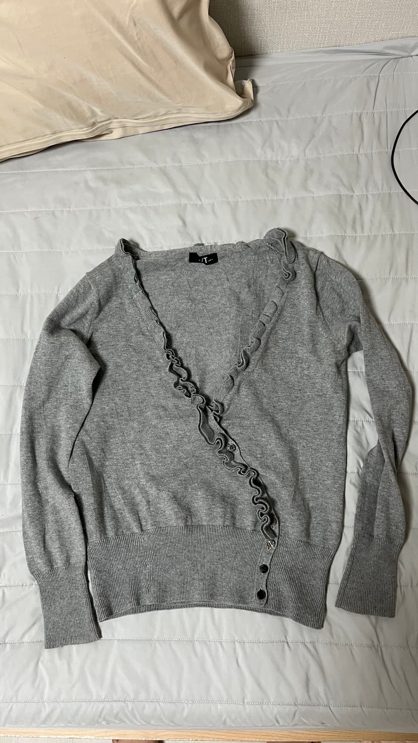 빈티지 프릴 사선스냅 가디건 프리 상품이미지1