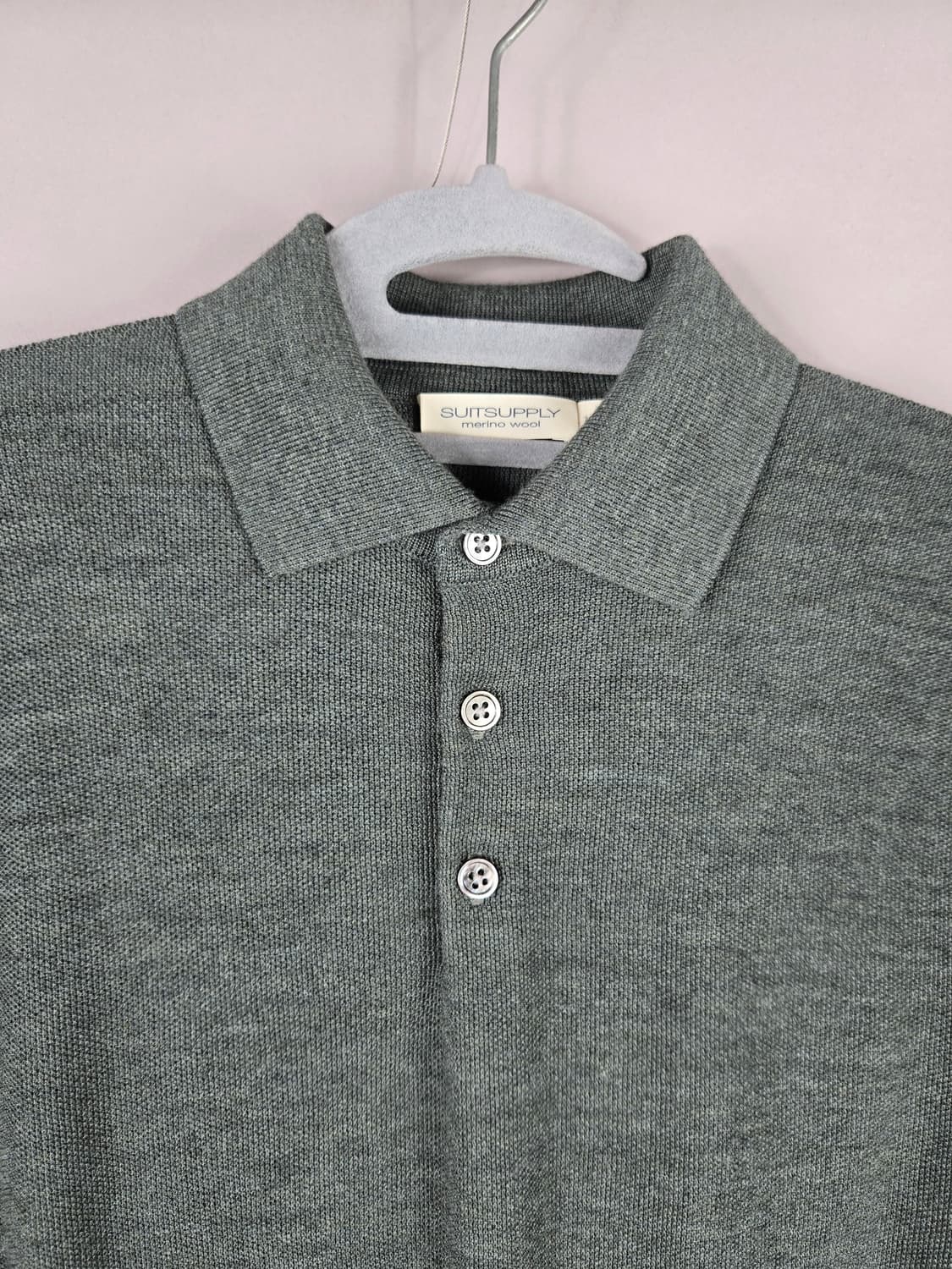 [무료배송]수트서플라이 M 남성 메리노 울100 카라 반팔 니트 상품이미지2