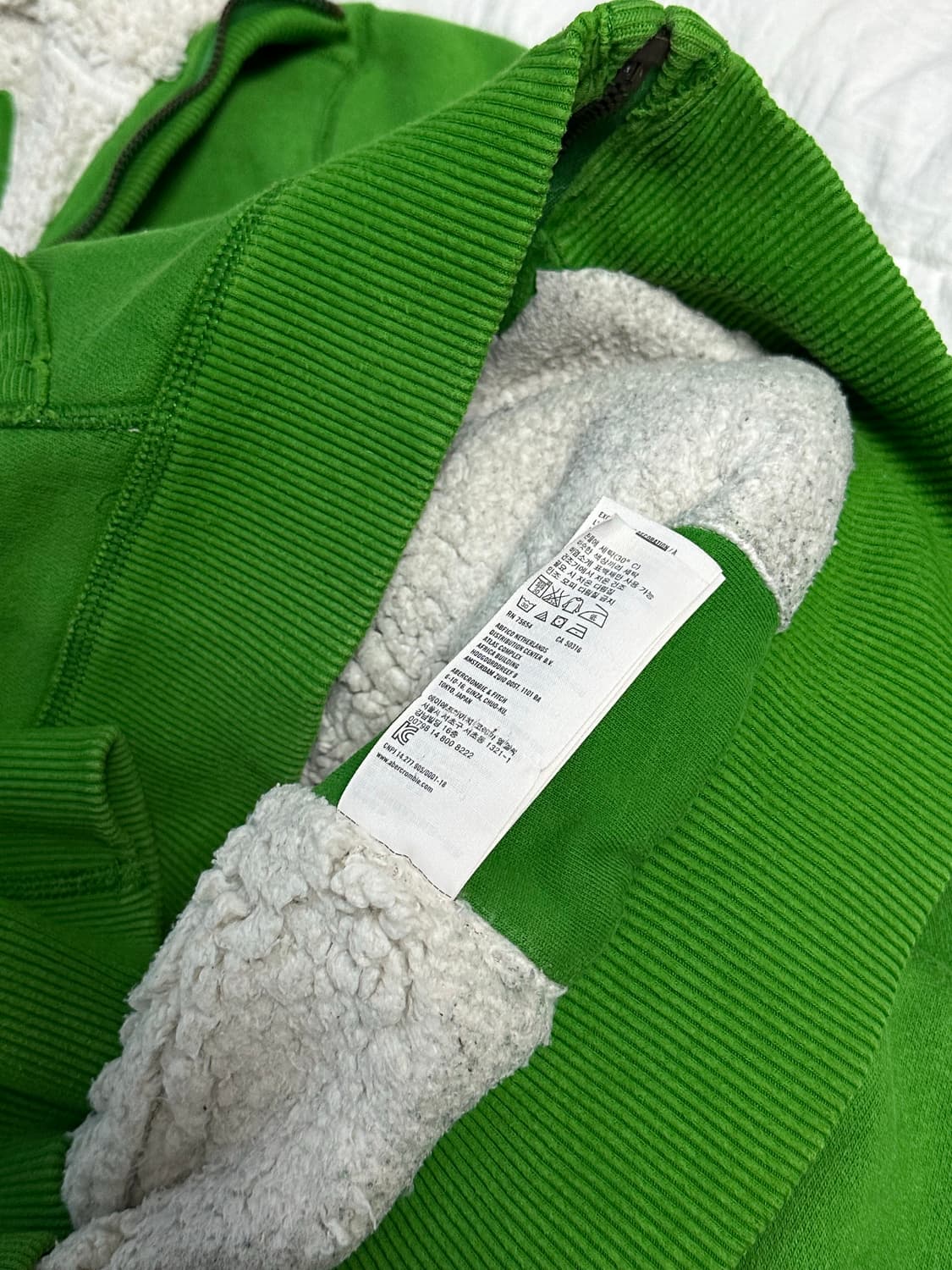 아베크롬비 양털 후드 집업 그린 라지  상품이미지3