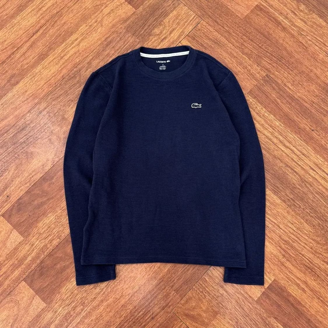 XS 라코스테 네이비 와플 쭉 긴팔 티셔츠  상품이미지1