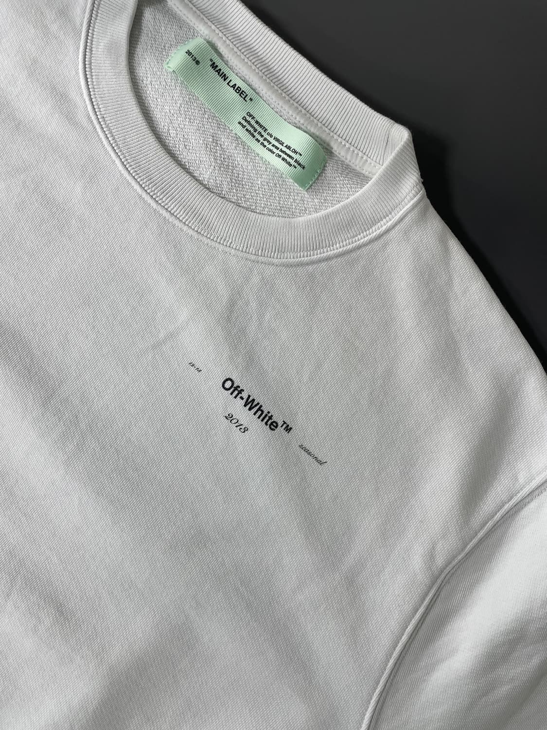 [M] 오프화이트 한나 리브 크롭핏 맨투맨 크루넥 셔츠 상품이미지3